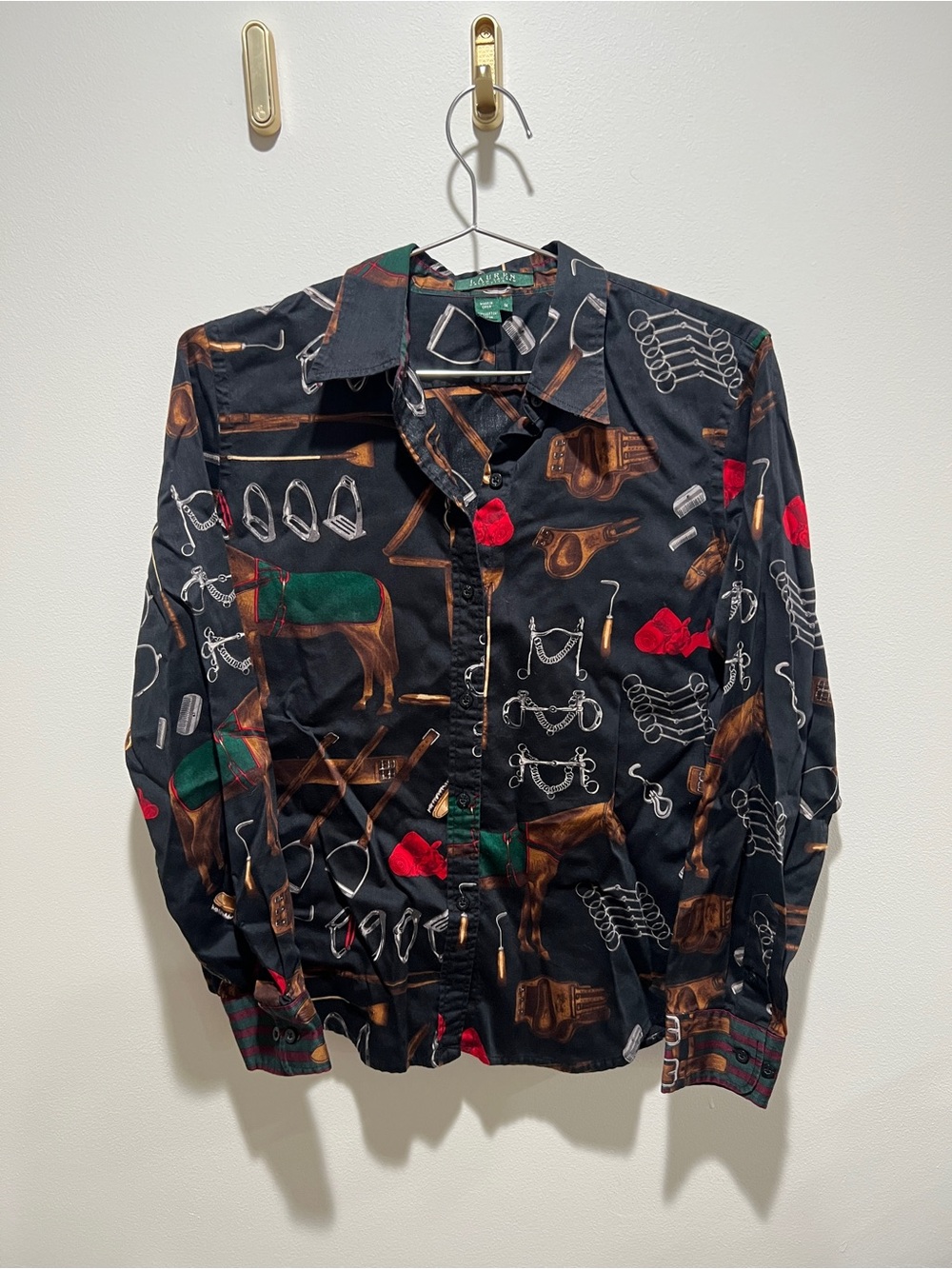 Ralph Lauren Womens Equestrian Horse Bridle Button Up